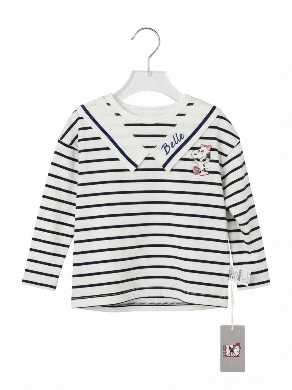 Peanuts Snoopy Belle Striped Sailor Collar Long Sleeve Shirt